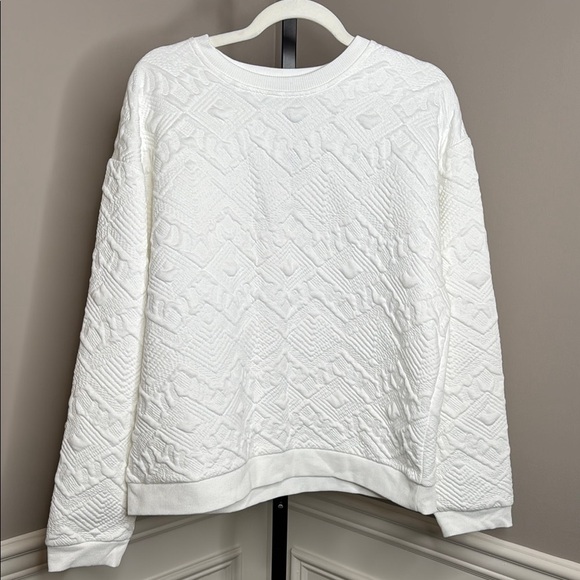Zara Tops - Zara White Textured Crew Neck Sweatshirt size large